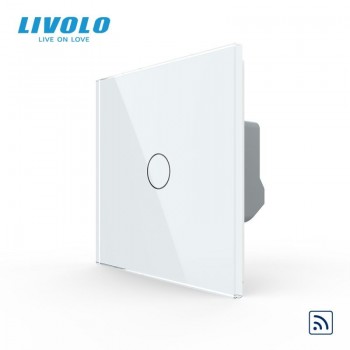 Intrerupator Simplu Wireless Livolo VL-FC1R-2G-W, Panou Sticla, Tactil, Alb - 1