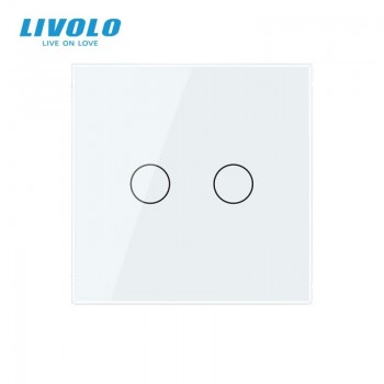 Intrerupator Dublu Wireless Livolo VL-FC2R-2G-W, Panou Sticla, Tactil, Alb - 2
