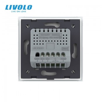 Intrerupator Simplu Cap Scara/Cruce Wireless Livolo VL-FC1SR-2G-B, Panou Sticla, Tactil, Negru - 1