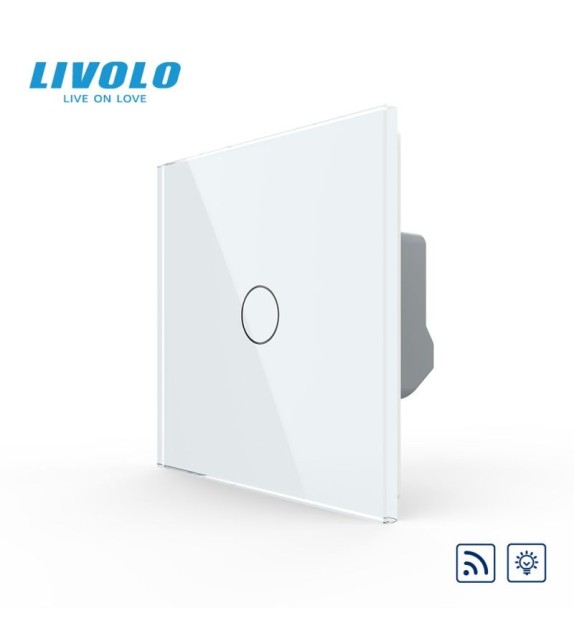 Intrerupator Simplu Dimabil Wireless Livolo VL-FC1D2R-2G-W, Panou Sticla, Tactil, Alb - 1