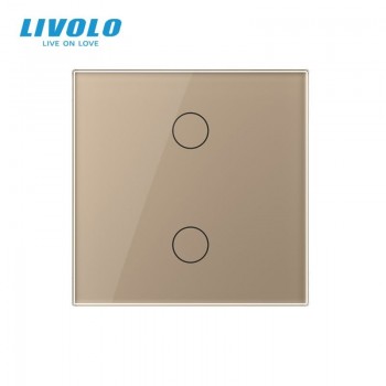 Intrerupator Dublu WIFI Livolo VL-FC2NY-C2-A2G, Panou Sticla, Tactil, Gold - 1