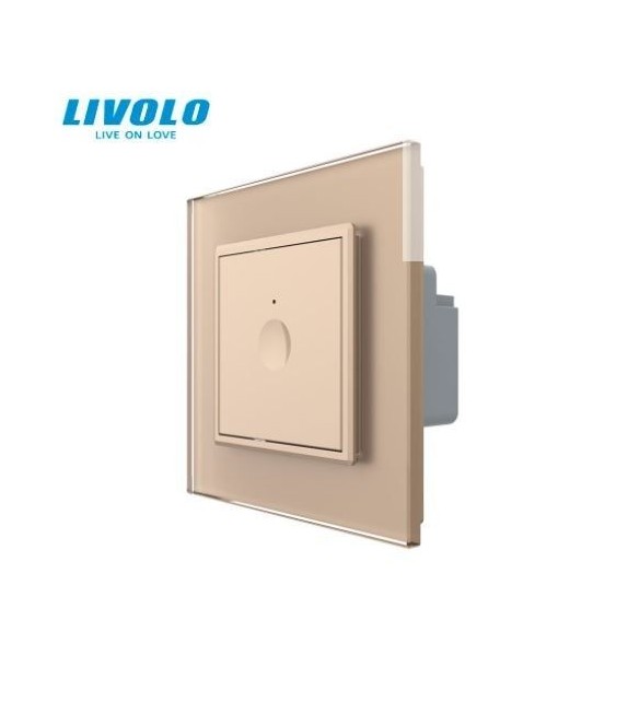 Intrerupator Simplu Livolo VL-FC1-2WP-P7E-2A, Rama Sticla, Tactil, Gold