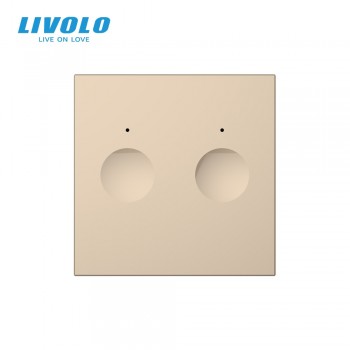 Intrerupator Dublu Livolo VL-FC2-2WP-P7E-2A, Rama Sticla, Tactil, Gold - 1