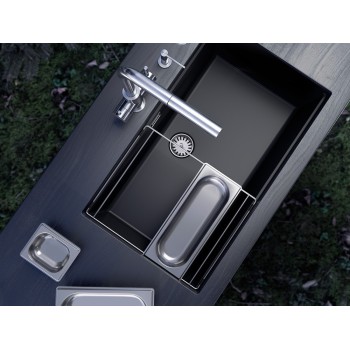 Chiuveta bucatarie Schock Greenwich N-100XL Cristadur Puro 750 x 455 mm, granit, montare pe/sub blat, negru intens - 1
