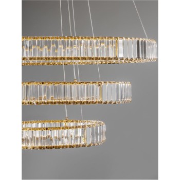Lustra design AURELIA, LED Dimabil 92W, 3500K, lampa moderna din metal finisaj gold si cristal - 1