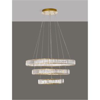 Lustra design AURELIA, LED Dimabil 92W, 3500K, lampa moderna din metal finisaj gold si cristal - 1