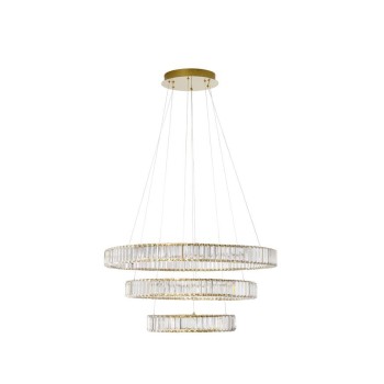 Lustra design AURELIA, LED Dimabil 92W, 3500K, lampa moderna din metal finisaj gold si cristal - 1
