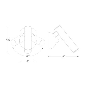 Aplica de perete LOYA W0461-01A-P7P7 Zuma Line, design modern, negru mat - 1