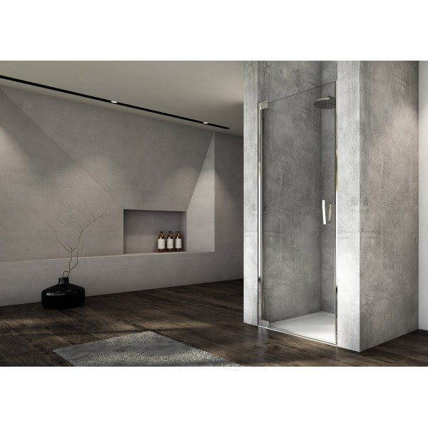 Uşă batantă dintr-o bucată cu profil compensator SanSwiss CADURA CA1CG, 80X200 cm, profil crom, sticla securizata 6mm - 1