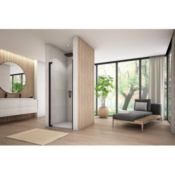 Uşă batantă dintr-o bucată cu profil compensator SanSwiss CADURA CA1CG, 80X200 cm, profil negru mat, sticla securizata 6mm - 1