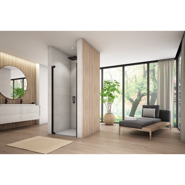 Uşă batantă dintr-o bucată cu profil compensator SanSwiss CADURA CA1CG, 90X200 cm, profil negru mat, sticla securizata 6mm - 1