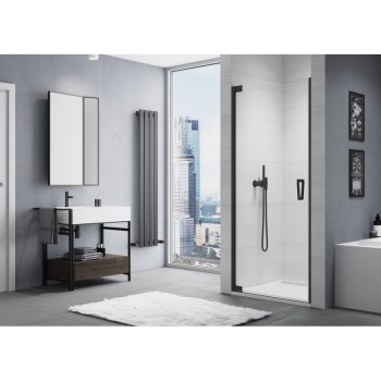 Uşă batantă dintr-o bucată cu profil compensator SanSwiss CADURA CA1CG, 90X200 cm, profil negru mat, sticla securizata 6mm - 1