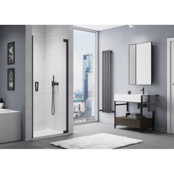 Uşă batantă dintr-o bucată cu profil compensator SanSwiss CADURA CA1CD, 70X200 cm, profil negru mat, sticla securizata 6mm - 1