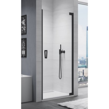 Uşă batantă dintr-o bucată cu profil compensator SanSwiss CADURA CA1CD, 100X200 cm, profil negru mat, sticla securizata 6mm - 1