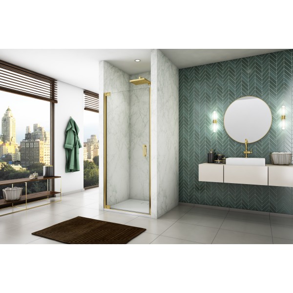 Uşă batantă dintr-o bucată cu profil compensator SanSwiss CADURA CA1CG, 70X200 cm, profil auriu, sticla securizata 6mm - 1