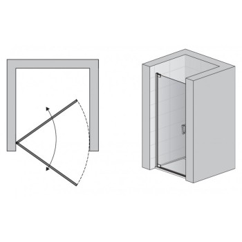Uşă batantă dintr-o bucată cu profil compensator SanSwiss CADURA CA1CG, 70X200 cm, profil auriu, sticla securizata 6mm - 1