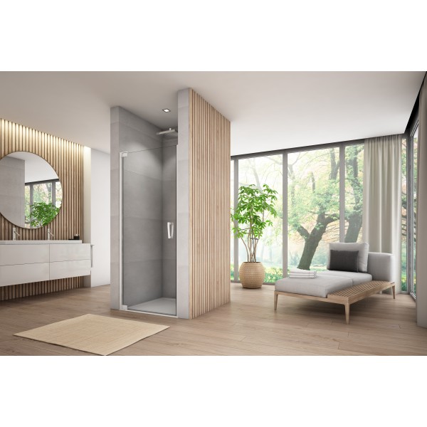 Uşă batantă dintr-o bucată cu profil compensator SanSwiss CADURA CA1CG, 70X200 cm, profil alb mat, sticla securizata 6mm - 1