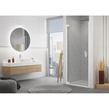 Uşă batantă dintr-o bucată cu profil compensator SanSwiss CADURA CA1CG, 80X200 cm, profil alb mat, sticla securizata 6mm - 1