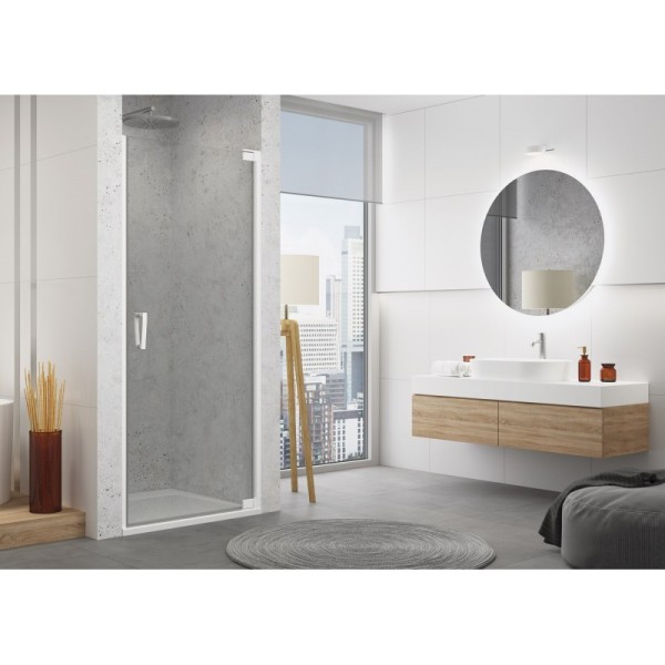 Uşă batantă dintr-o bucată cu profil compensator SanSwiss CADURA CA1CD, 70X200 cm, profil alb mat, sticla securizata 6mm - 1