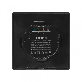Intrerupator SMART WiFi + RF 433 SONOFF T3EU1C-TX, 1 circuit, negru - 1