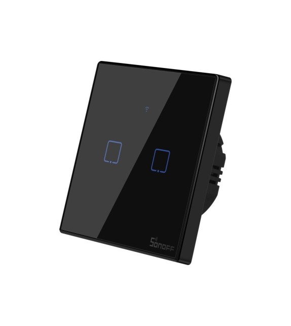 Intrerupator SMART WiFi + RF 433 SONOFF T3EU2C-TX, 2 circuite, negru - 1