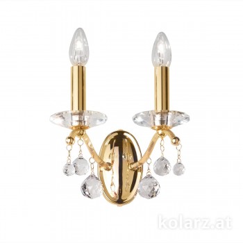 Aplica de perete Carmen 2 - Kolarz, placat cu aur de 24 de carate, 2 brate cu cristale - 1