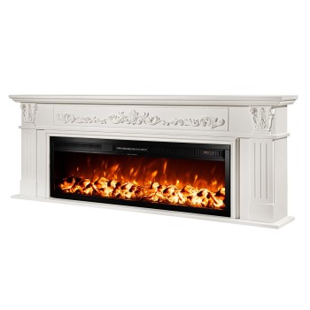 Semineu electric cu mobilier alb ArtFlame TANZANIA & BELLA, 700x1900x270mm,1500W, flacăra in 5 niveluri, cu telecomanda