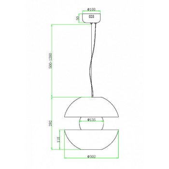 Pendul REBEL Maytoni MOD322PL-L6G3K, D30, LED 6W, 500lm, negru, auriu - 1