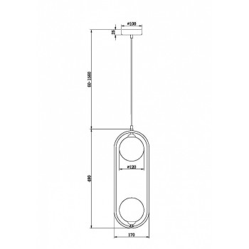Pendul RING Maytoni MOD013PL-02BS1, G9 2x25W, alama, alb - 1