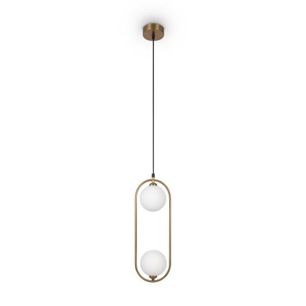 Pendul RING Maytoni MOD013PL-02BS1, G9 2x25W, alama, alb - 1