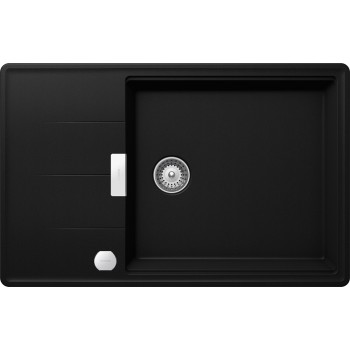 Chiuveta bucatarie Schock Tia D-100LS Cristadur Puro 780 x 500 mm cu sifon automat, reversibila, montare pe blat, negru intens -