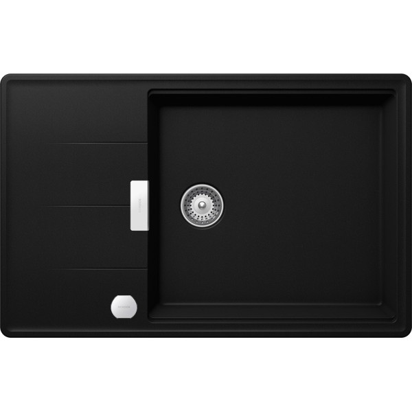 Chiuveta bucatarie Schock Tia D-100LS Cristadur Puro 780 x 500 mm cu sifon automat, reversibila, montare pe blat, negru intens -
