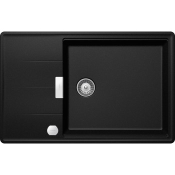 Chiuveta bucatarie Schock Tia D-100LS Cristadur Magma 780 x 500 mm, sifon automat, reversibila, montare pe blat, negru metalizat