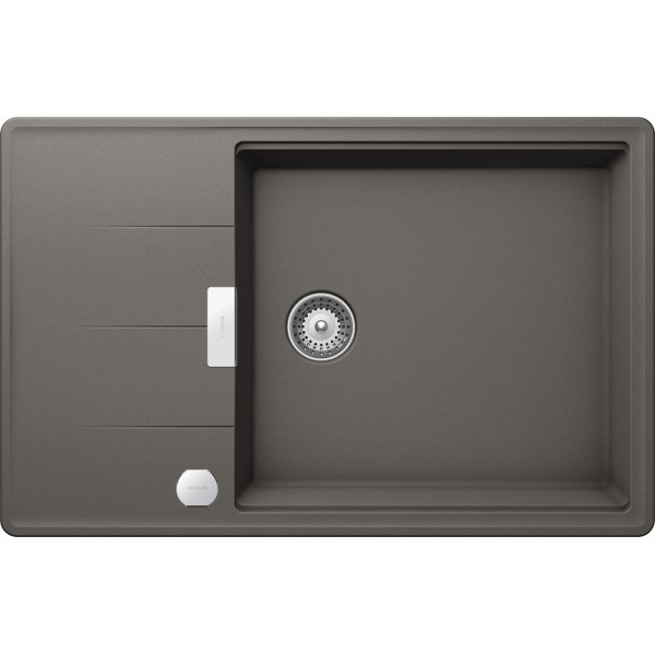 Chiuveta bucatarie Schock Tia D-100LS Cristadur Silverstone 780 x 500 mm, sifon automat, reversibila, montare pe blat, gri - 1