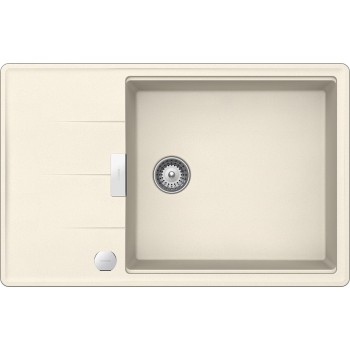 Chiuveta bucatarie Schock Tia D-100LS Cristadur Magnolia 780 x 500 mm, sifon automat, reversibila, montare pe blat, crem - 1