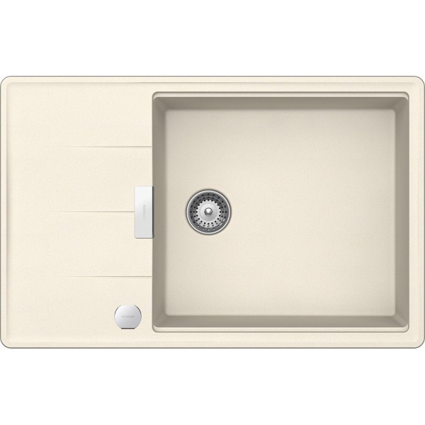 Chiuveta bucatarie Schock Tia D-100LS Cristadur Magnolia 780 x 500 mm, sifon automat, reversibila, montare pe blat, crem - 1