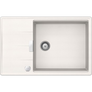 Chiuveta bucatarie Schock Tia D-100LS Cristadur Polaris 780 x 500 mm, sifon automat, reversibila, montare pe blat, alb - 1