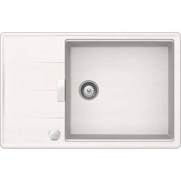 Chiuveta bucatarie Schock Tia D-100LS Cristadur Polaris 780 x 500 mm, sifon automat, reversibila, montare pe blat, alb - 1