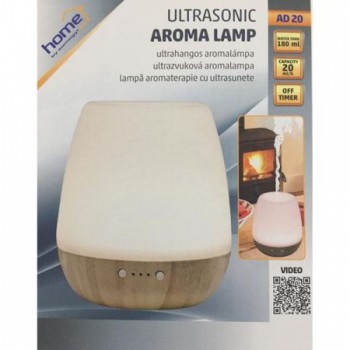 Umidificator cu lampa aromaterapie ultrasunete Home AD 20, bambus si sticla alba - 1