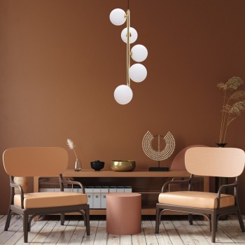 Pendul decorativ ALI 5648 Zuma Line, G9, 5x40W, negru, gold, alb - 1