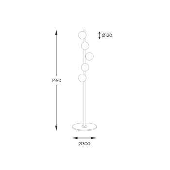 Lampadar ALI 5649 Zuma Line, G9, 5x40W, negru, gold, alb - 1