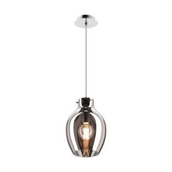 Pendul BRESSO P19066A-D18 Zuma Line, E27, 60W, crom cu sticla fumurie - 1