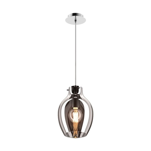 Pendul BRESSO P19066A-D18 Zuma Line, E27, 60W, crom cu sticla fumurie - 1