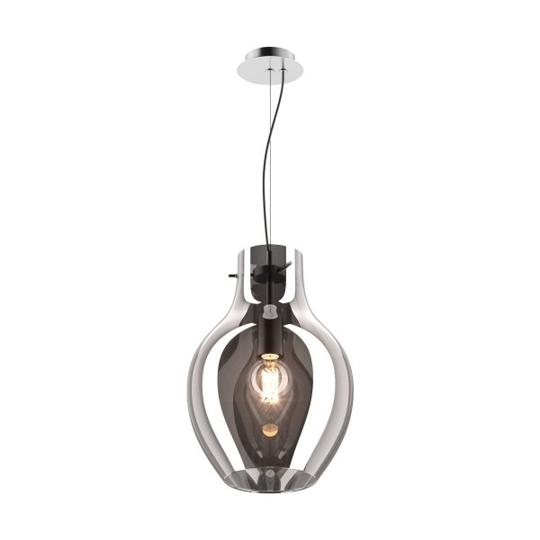 Pendul BRESSO P19066A-D28 Zuma Line, E27, 60W, crom cu sticla fumurie - 1