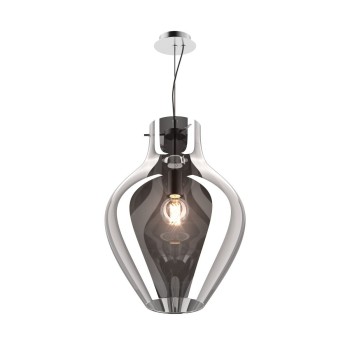 Pendul BRESSO P19066A-D38 Zuma Line, E27, 60W, crom cu sticla fumurie - 1