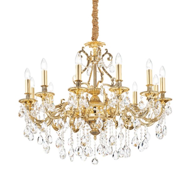 Candelabru GIOCONDA SP12 164960 IDEAL LUX, 12 brate, finisaj auriu antichizat, decorat cu cristale - 1
