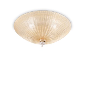 Plafoniera SHELL PL6 140193 Ideal Lux, D60cm, element auriu cu sticla ambra - 1