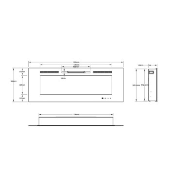 Semineu electric incorporabil ArtFlame GEFEST, 1520 x 544 x 140 mm, negru, cu telecomanda - 1