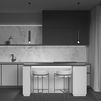 Pendul design LIPARI P044PL-01-30GU10-B MAYTONI, D 6cm, H 33 cm, GU10, aluminiu, negru-gold - 1