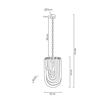 Pendul MURANO S King Home, E14 40W, metal gold cu fasii din sticla transparenta - 1